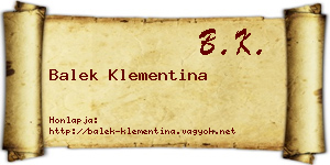 Balek Klementina névjegykártya